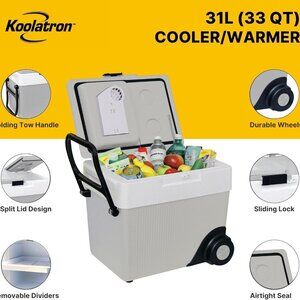 Koolatron Electric Portable Cooler Plug in 12V Car Cooler/Warmer 33 qt (31 L)